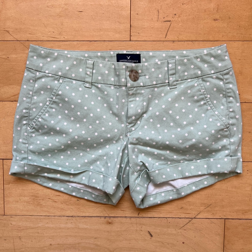 AE American Eagle Polkadot Print Midi‎ Stretch Shorts, Sz 4, cotton, stretch